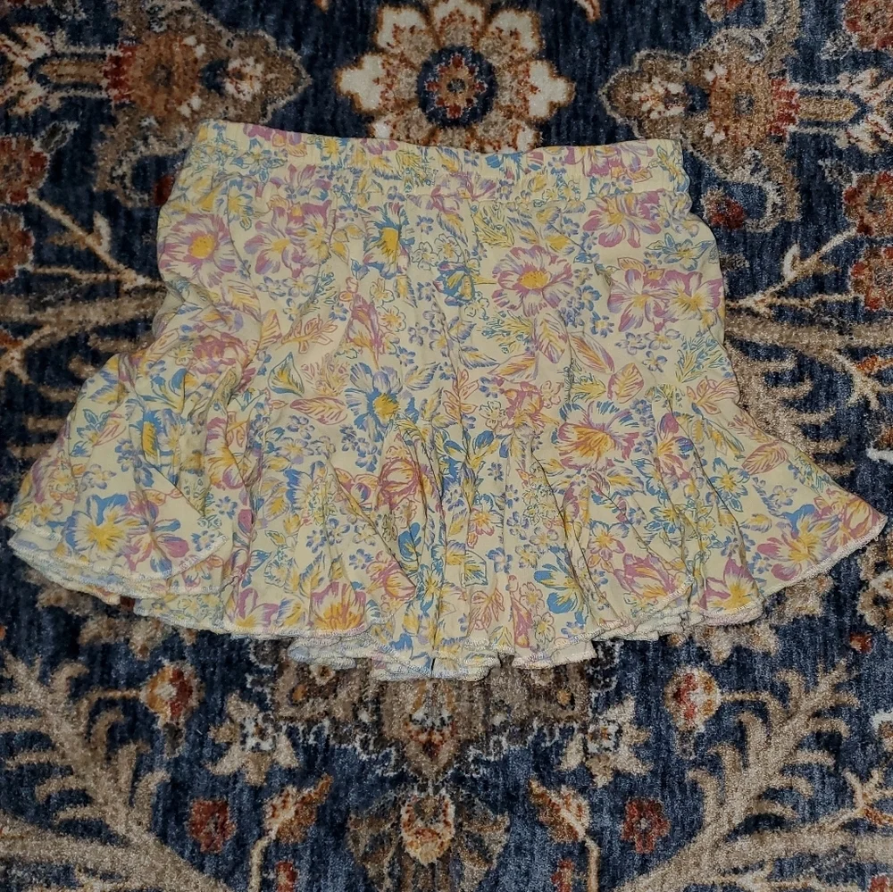 Aeropostale Yellow and Blue Mini Floral Skirt - Picture 1 of 10